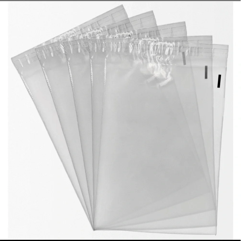 100 clear poly adhesive bags size 10x13